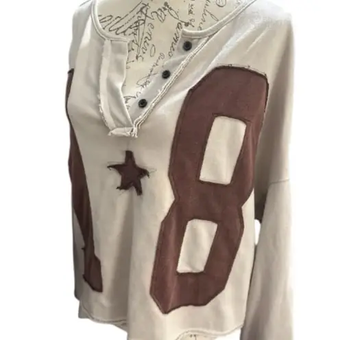 Oversized Boxy Crewneck Pullover Retro Star Patch Medium Multiple