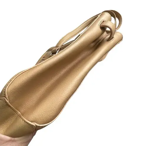 Longaberger Basket Woven Leather Shoulder Bag Stairstep Weave Caramel