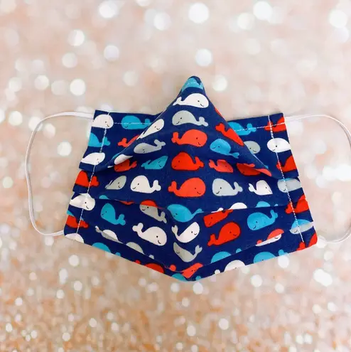 Blue Red White Whales Premium Cotton Face Mask Multiple