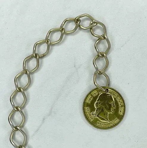 George Washington Coin Charm Chain Link Belt Size Small S Medium M Gold