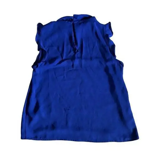 Mango  Womens Blue Ruffle Sleeve Blouse Size Medium