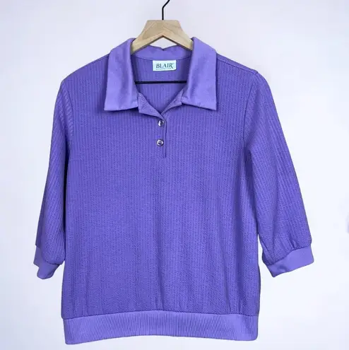 Blair Vintage Purple Collared Textured Henley S/M