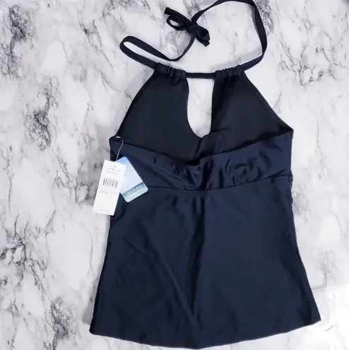 Island Waves Swim Tankini Moorea Adjustable Keyhole Halter Top Black Size 8