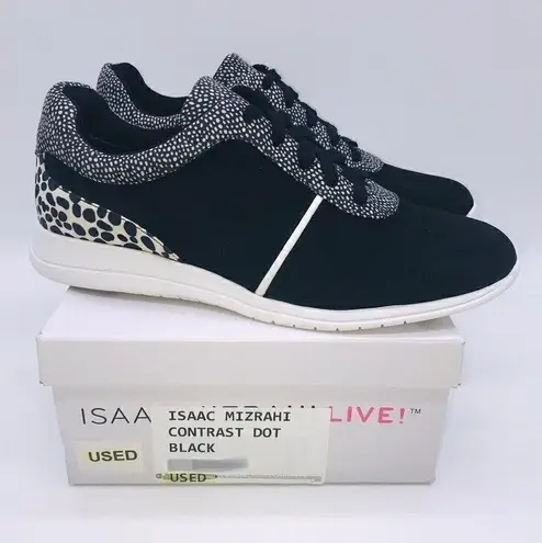 Isaac Mizrahi  Women Contrast Dot Lace-Up Faux Suede Sneakers- BLACK. thumbnail 1