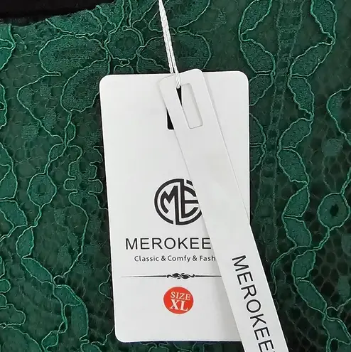 Merokeety Green Flutter Sleeve Sheath Midi Dress for Wedding Guest