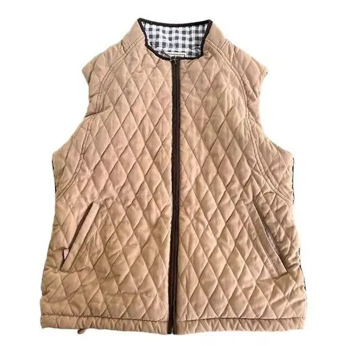 Peter Millar  Womens Tan Quilted Vest Size small