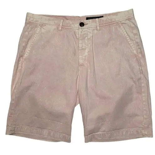 ALL SAINTS Pink Acid Wash Cotton Bermuda Shorts Size 32