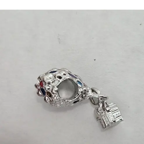 Hot Air Balloon Bead Charm UP Silvertone And Enamel Silver