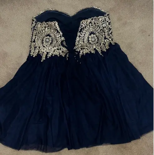 City Chic Navy and Gold Strapless Formal Dress