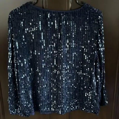 Like New Velvet Graham & Spencer Sequin Top Dark Navy Size Small