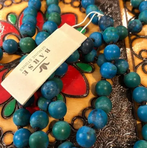 Barse Brand BARSE Genuine Azurite Magnesite Beaded Matte Necklace NWT 60”