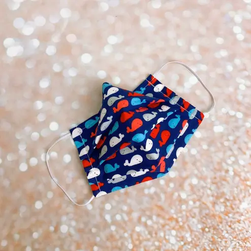 Blue Red White Whales Premium Cotton Face Mask Multiple
