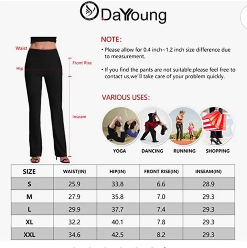 Dayoung Bootcut Yoga Pants for Women Tummy Control Workout Bootleg Pants High Waist 4 Way Stretch Pants