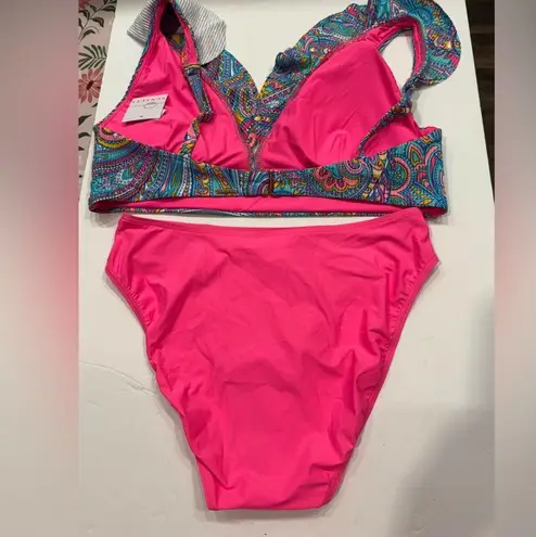 Sunsets Paisley Pop Bikini Set Willa Wireless Paipo 40 D 42 C NWT Blue Size XL