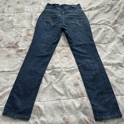 Boden USA Boden Blue Dark Wash Adjustable Straps Full Belly Panel Maternity Jeans, size 6R