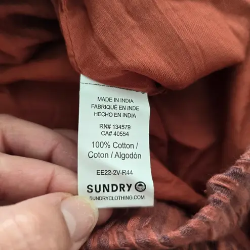 Sundry Evereve Striped Pull-On Tapered Summer Trousers Brick Red