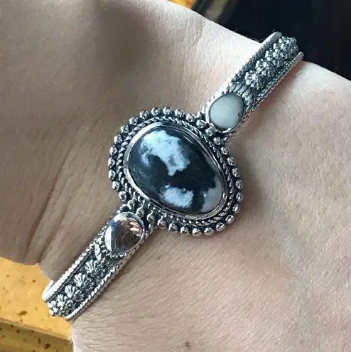 White Buffalo Sterling Silver Cuff Bracelet