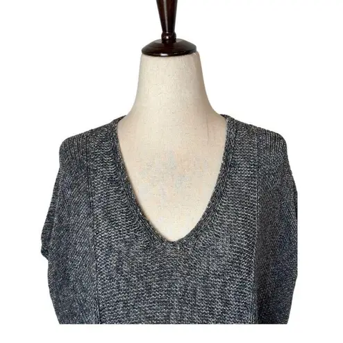 Lafayette 148 Sweater Women Small Black Silver Short Sleeve Hi Low Mature Career