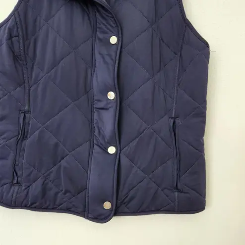 Lauren Ralph Lauren Navy Diamond Quilted Sleeveless Vest Collared Zip Front M Blue Size M