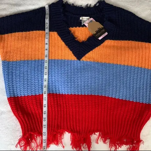 Main Strip POWER UP COLORBLOCK DISTRESSED KNIT SWEATER SIZE M