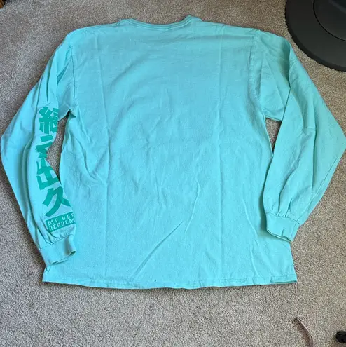 My Hero Academia Unisex Green Deku Card Long Sleeve T-Shirt. Size Large