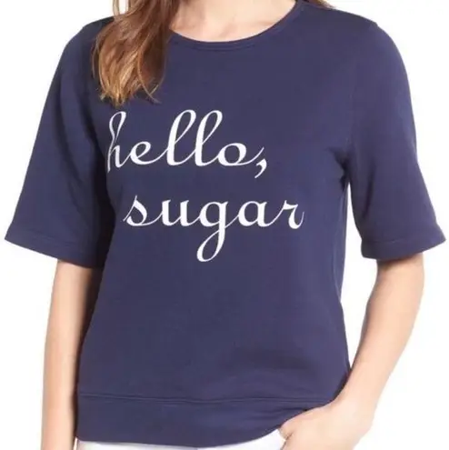 Draper James  Hello Sugar Sweatshirt Pullover Navy Blue Cotton Top W-507 Sz S