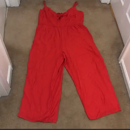 Francesca's Red Tie Front Jumpsuit