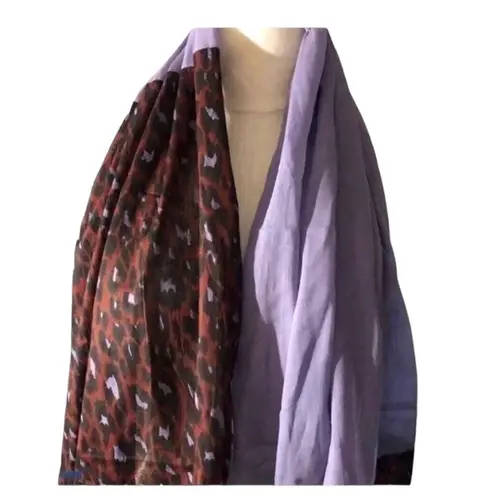 CODELLO Too Beautiful Women’s Solid Purple And Subtle Animal Print Cotton Scarf