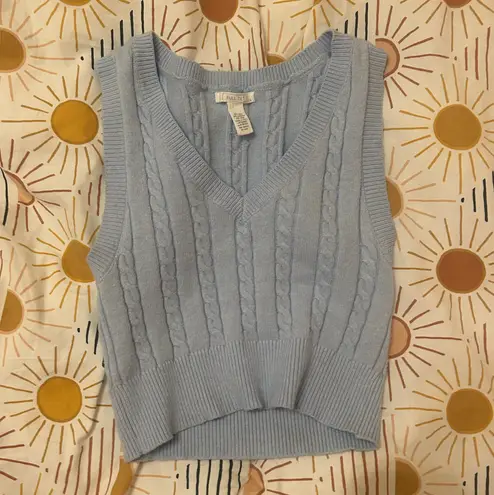 Tilly's Cable Knit Shrunken Blue Sweater Vest