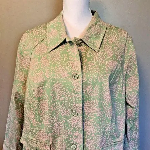 cj banks Trench Coat Womens 1X Used Pink Green Unlined Stretched