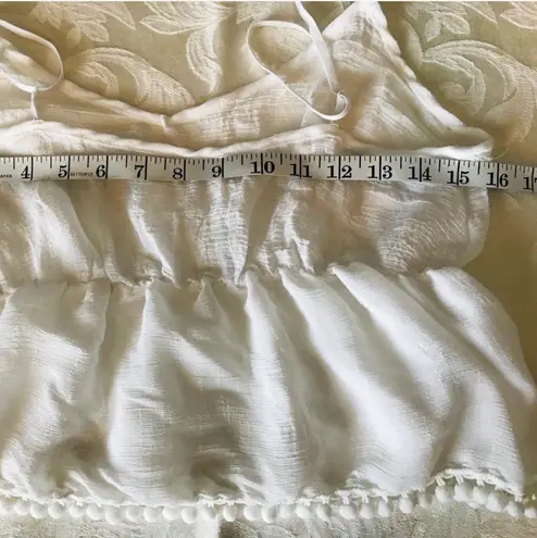 Nella Fantasia White Tank Top M Fringe Pompom Trim Size M