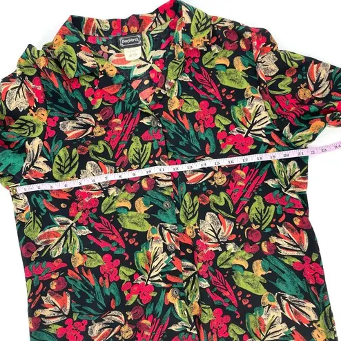 Bonworth Vintage  Colorful Tropical Rainforest Button Down Blouse Large