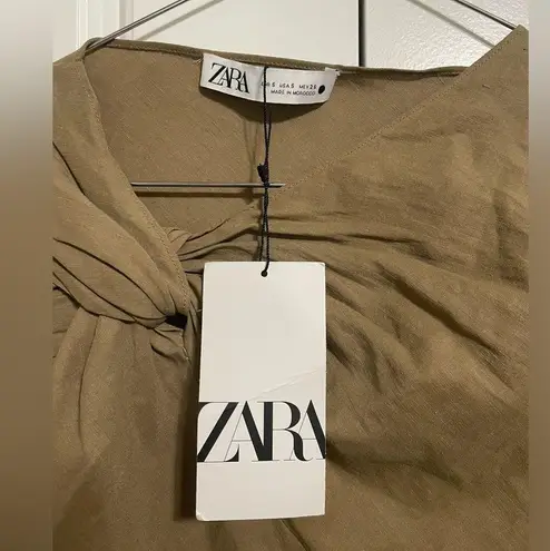 ZARA NWT  linen top with cross tie in front, fall, cozy women’s size small