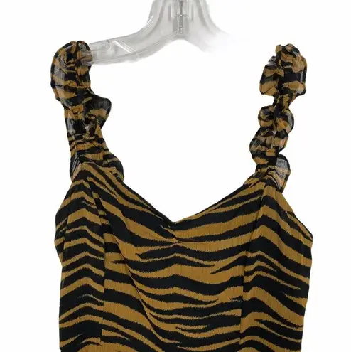 All in Favor  Ruffle Straps Tiger Print Mini Dress