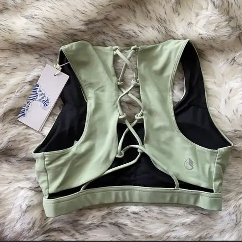 NWT MINT Medium Support Strappy Padded Sportsbra Green