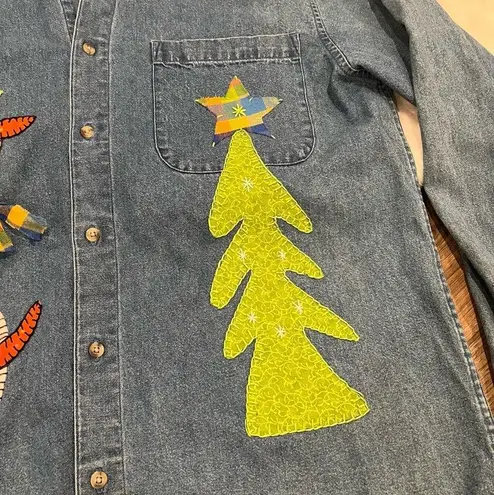 Unique Vintage Vintage Christmas Denim Shirt