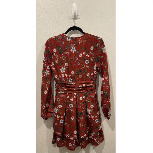 Pretty Little Thing  Rust Floral Print Mini Dress