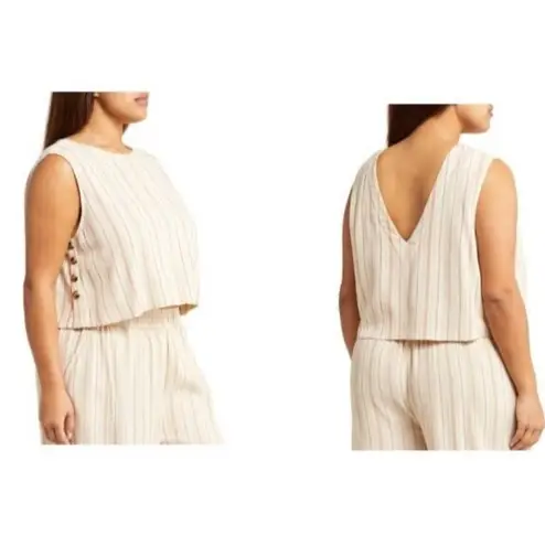 Treasure & Bond Striped Sleeveless Reversible Vest Top in Cream Size Small