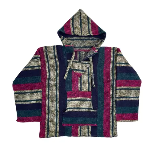 Red Yellow Green Rasta Baja Pull Over Hoodie Size Medium Unisex Medium