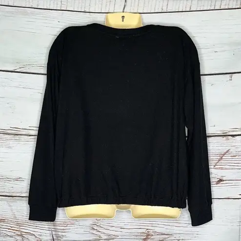 Democracy NWT Size M Black - Rhinestone Fringe Trim Long Sleeve Sweater Top