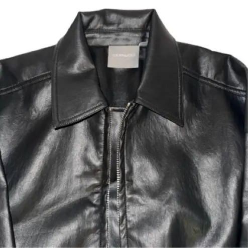 Cernucci Oversized Collared PU Bomber Black XS NWT
