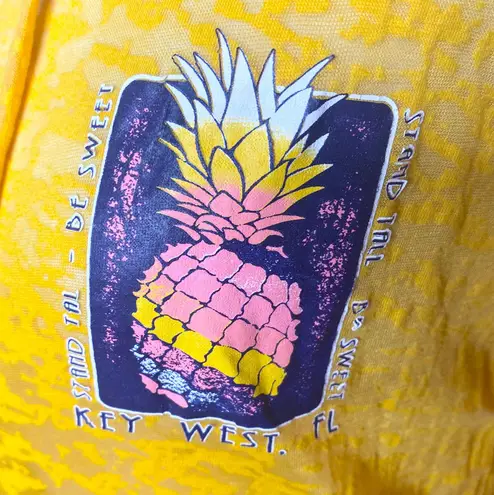 Color Story Key West Pineapple Yellow Burnout Lightweight Hoodie Top Small Pockets