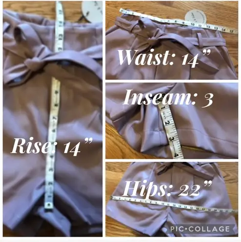 Aaron and Amber high waists faux leather tie waist short lilac size M