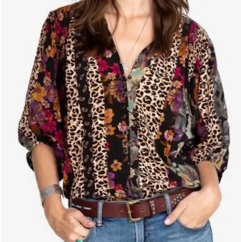 Johnny Was Jade Collection Zane 100% silk blouse small