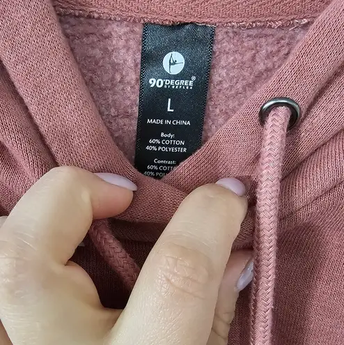 90 Degree By Reflex Mauve Cropped Boxy Hoodie Pink Size L