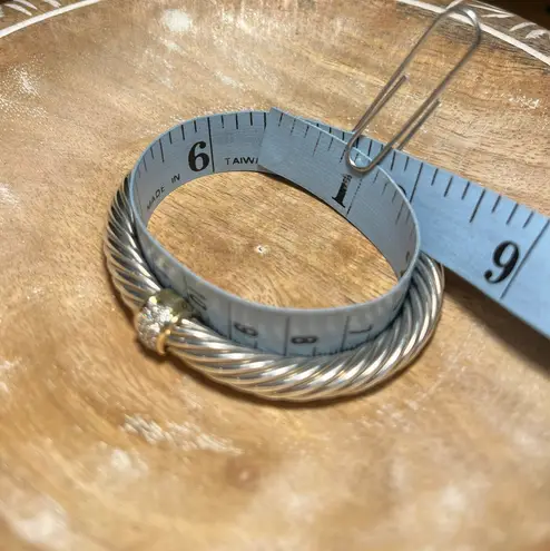 David Yurman Cable Station Bracelet Sterling 18K Yellow Gold & Pavé Diamonds