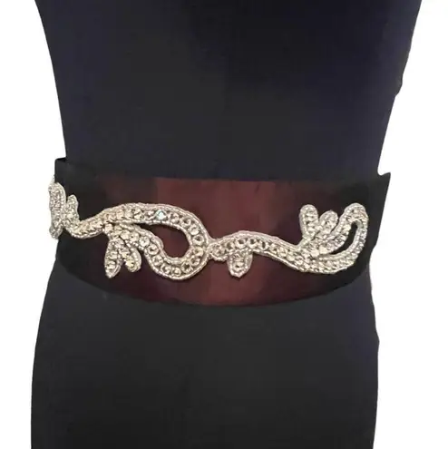 Handmade Maroon rhinestone silky bridal belt/sash