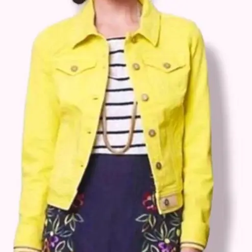 Pilcro and the Letterpress Anthropologie Pilcro and the Letterpress Yellow Denim Jacket Size Large Petite