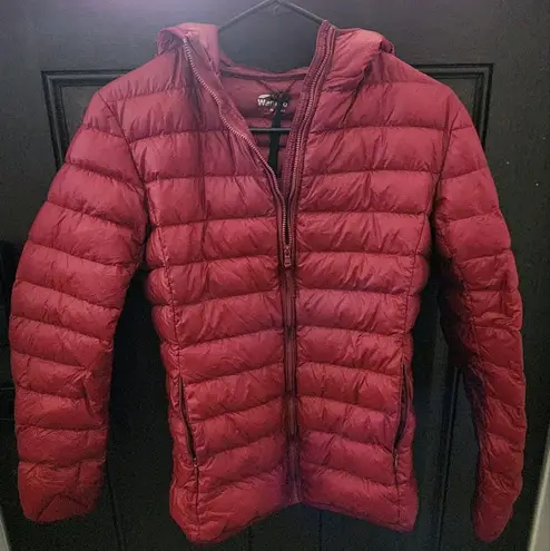 Wantdo Women's Hooded Packable Ultra Light Weight Short Down Jacket Wine Red XS