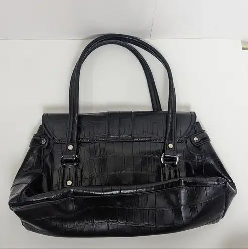 Liz Claiborne  Black Faux Leather Alligator Pattern Handbag Shoulder Purse